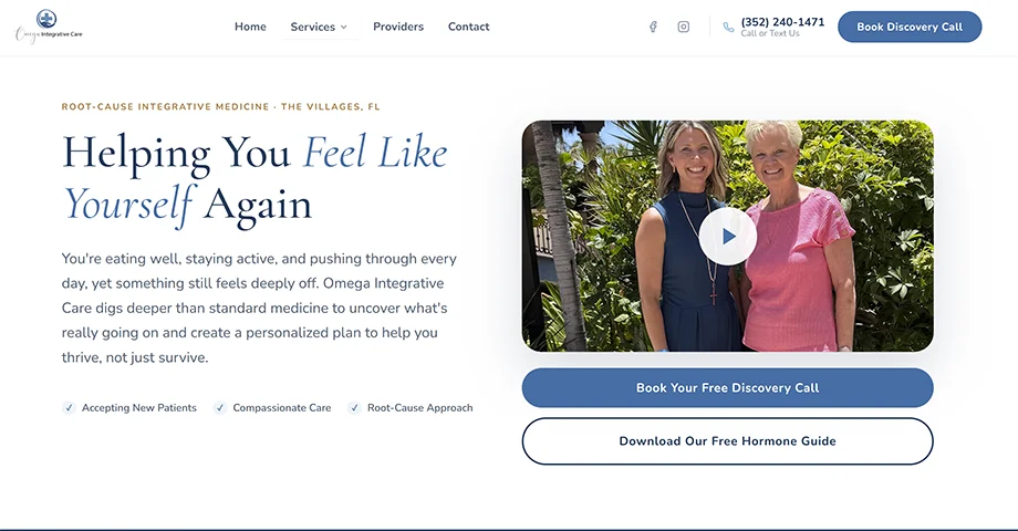 Omega Health Integrative Care functional medicine website homepage